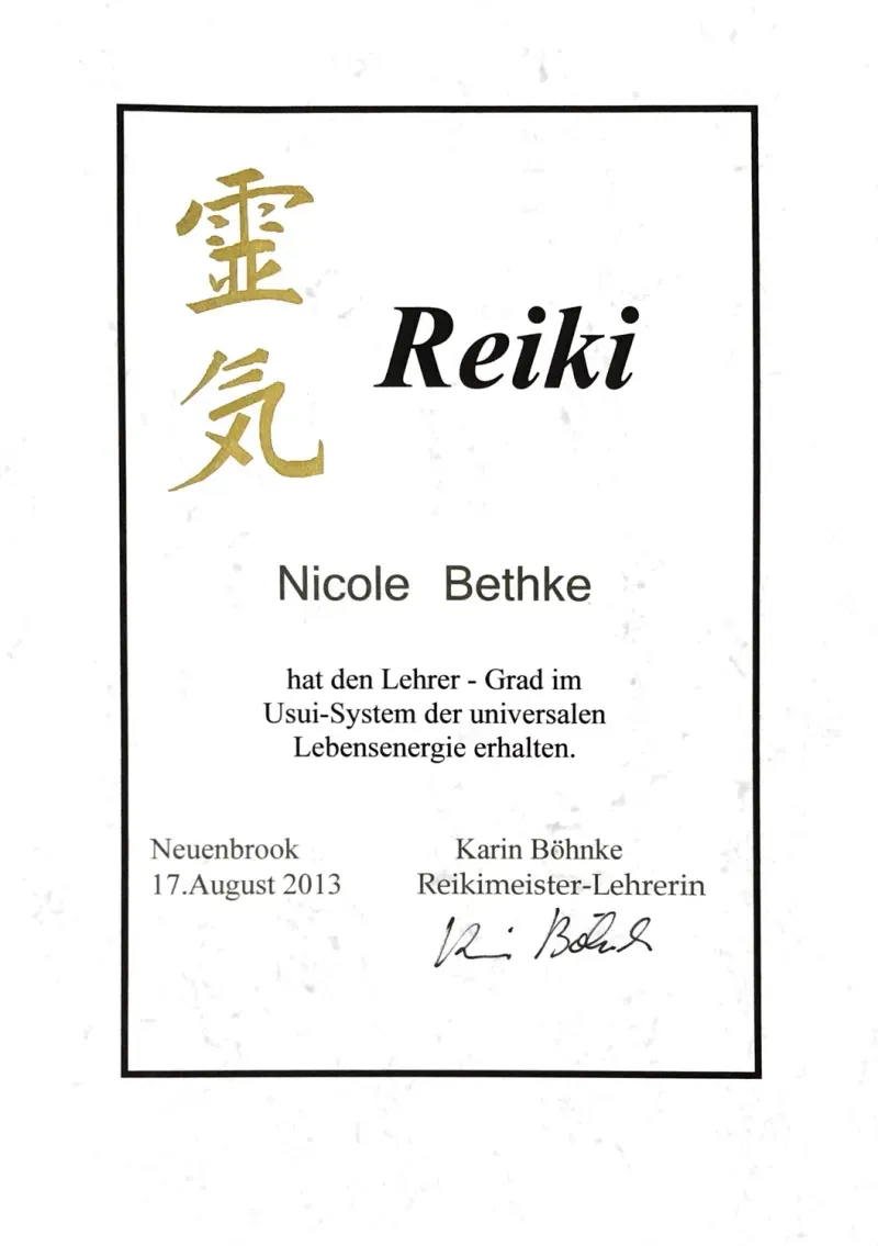 Zertifikate von Nicole Bethke, Übersicht 3